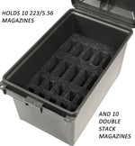 MTM Case-Gard TMCLE Tactical Mag Can, Multi Mag for 223/5.56 Magazines and 9mm to 45 ACP, Magazine Storage, USA Made, Black