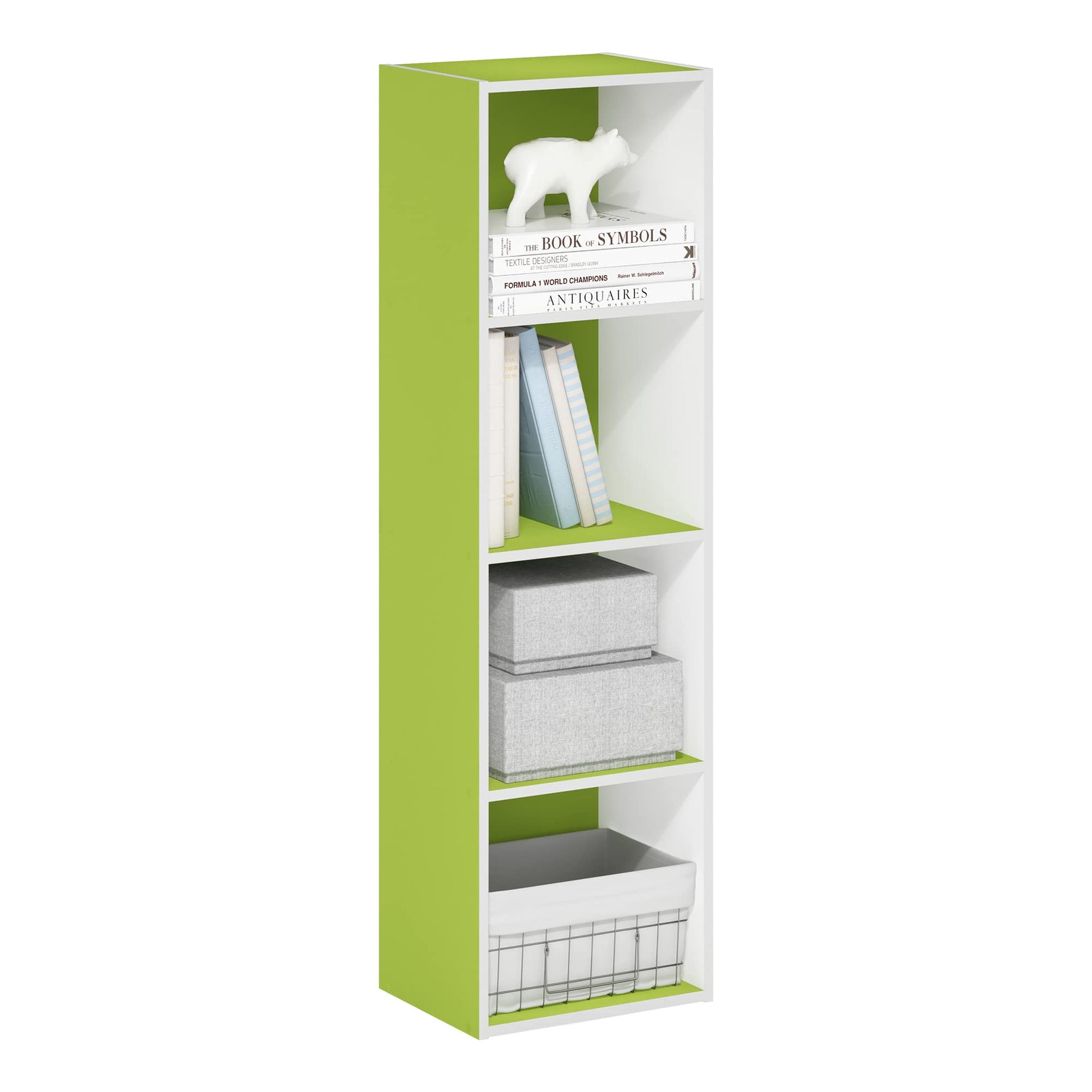 Furinno LUDER Book Shelf, 5-Cube Bookshelf, Reversible Bookcase, 9.4 x 19.5 x 31.5, Easy Assembly, for Living Room, Bedroom, Home Office, White