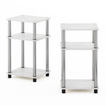 Furinno JUST Side Table, 3-Tier End Table, Open Shelves Night Stand, Bedside Table, Toolless Assembly, for Living Room, Bedroom, Bathroom, Columbia Walnut