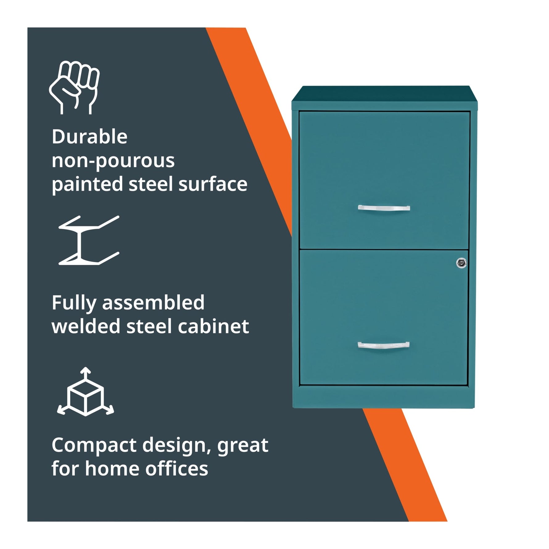 NuSparc 2 Drawer Locking Filing Cabinet | Pre-Assembled Steel Construction | Space-Saving Design is Perfect for Home and Small Office | Letter-Size | Assembled in North America