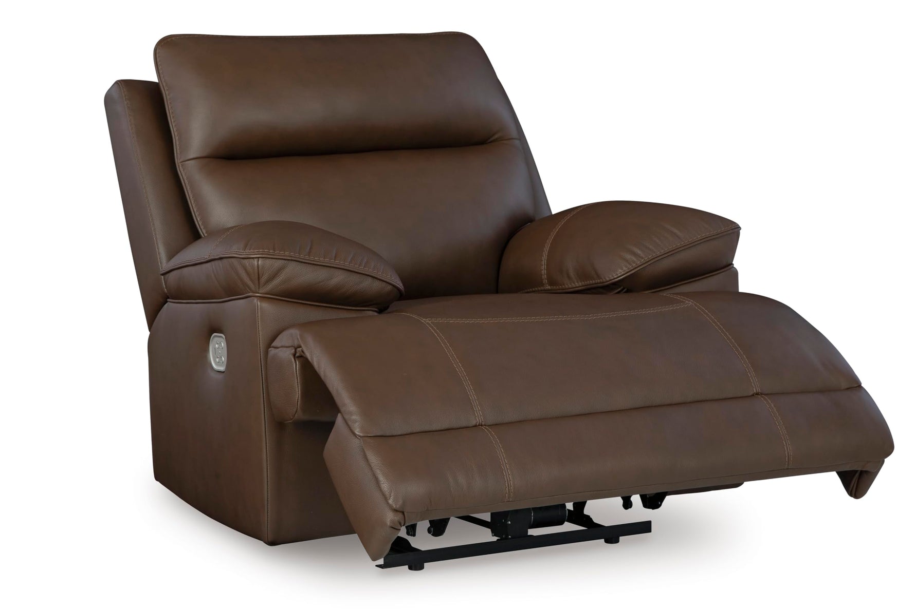 Signature Design by Ashley Skymaker Modern Faux Leather Manual Rocker Recliner with Track Arms, Dark Brown
