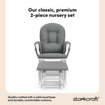 Storkcraft Premium Hoop Glider & Ottoman (Espresso with Beige) — GREENGUARD Gold Certified, Solid Wood Craftsmanship, Convenient Storage Pockets, Glider Rocking Chair for Nursery, Multi-Award-Winning
