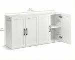 Wall Cabinet with Adjustable Shelves, Laundry Room Cabinet with 4 Doors, Kitchen Storage Cupboard Cabinet, Wall Mount Medicine Cabinet for Bathroom, Living Room, White