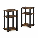 Furinno JUST Side Table, 3-Tier End Table, Open Shelves Night Stand, Bedside Table, Toolless Assembly, for Living Room, Bedroom, Bathroom, Columbia Walnut