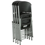 LIFETIME 80407 Commercial Grade Folding Chairs, 4 Pack, Black/Silver