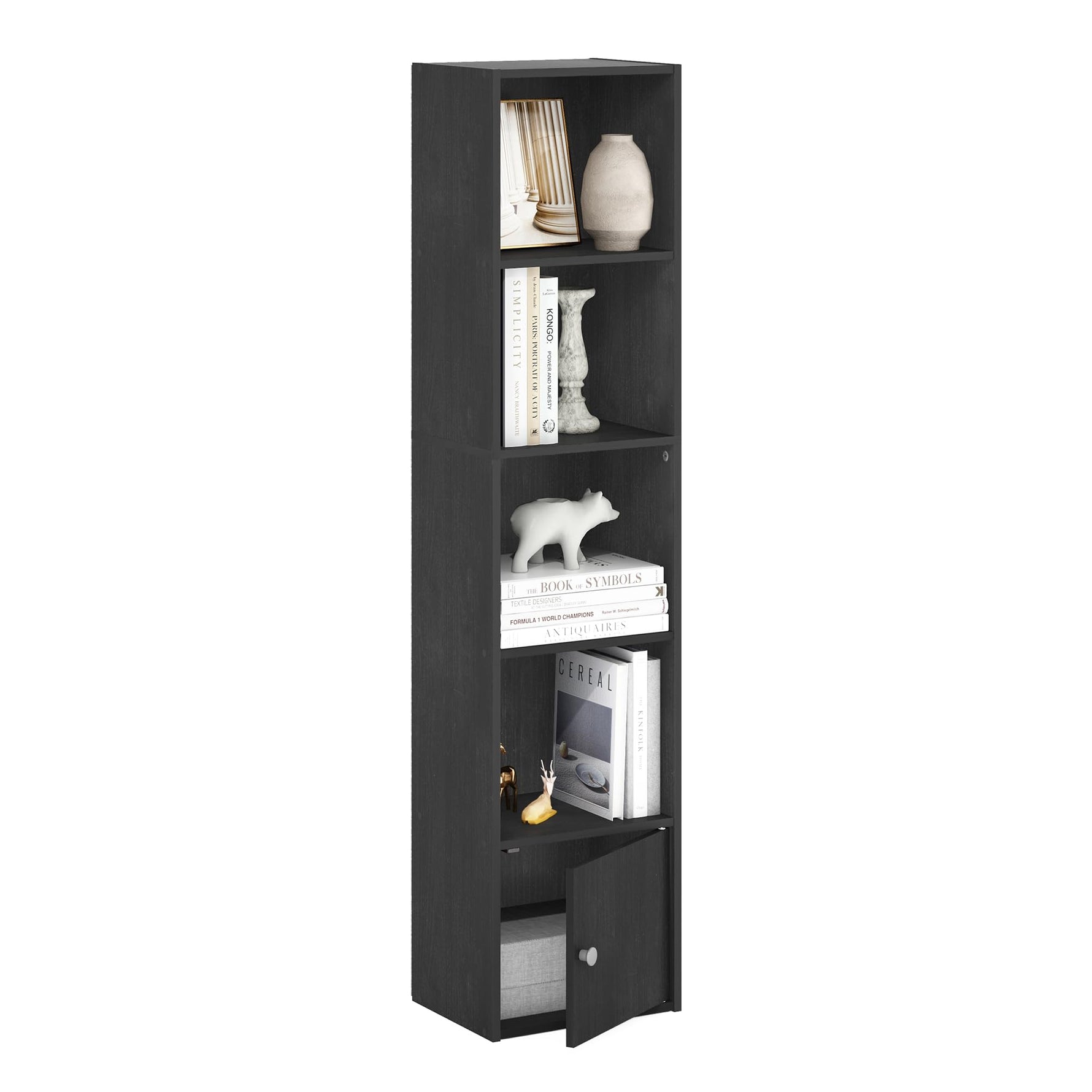 Furinno LUDER Book Shelf, 5-Cube Bookshelf, Reversible Bookcase, 9.4 x 19.5 x 31.5, Easy Assembly, for Living Room, Bedroom, Home Office, White