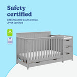 Graco Hadley 5-in-1 Convertible Crib with Drawer – GREENGUARD Gold Certified, Fits Standard Crib Mattress, Converts to Toddler Bed, Daybed and Full Bed, 4 Adjustable Mattress Heights (White)