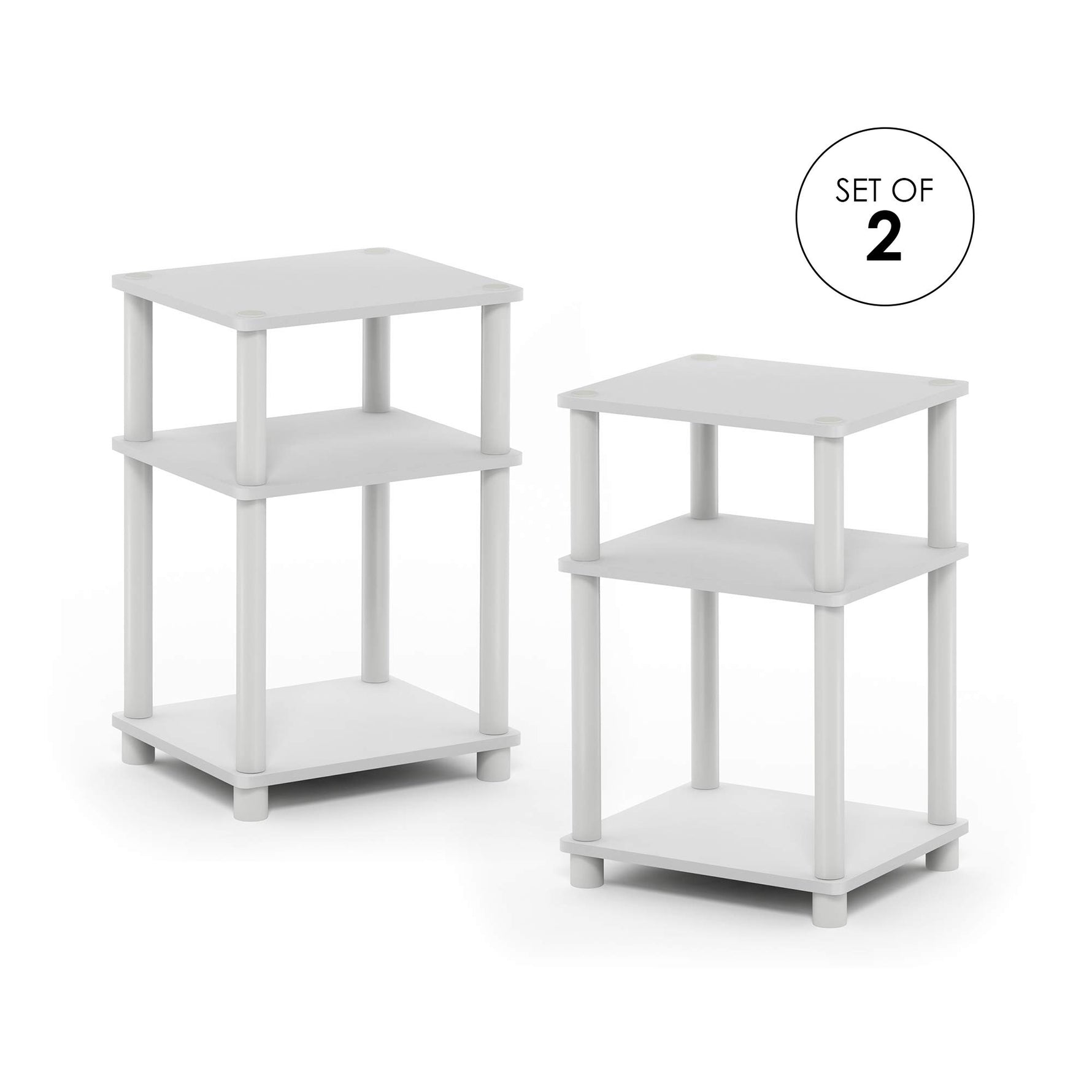 Furinno JUST Side Table, 3-Tier End Table, Open Shelves Night Stand, Bedside Table, Toolless Assembly, for Living Room, Bedroom, Bathroom, Columbia Walnut