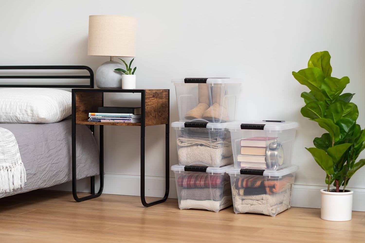 IRIS USA 6-Pack 6 Quart Storage Bins with Lids | Transparent design makes contents easy to find. Ideal for shoes, photos, documents, and small essentials. Nestable design