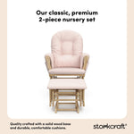 Storkcraft Premium Hoop Glider & Ottoman (Espresso with Beige) — GREENGUARD Gold Certified, Solid Wood Craftsmanship, Convenient Storage Pockets, Glider Rocking Chair for Nursery, Multi-Award-Winning
