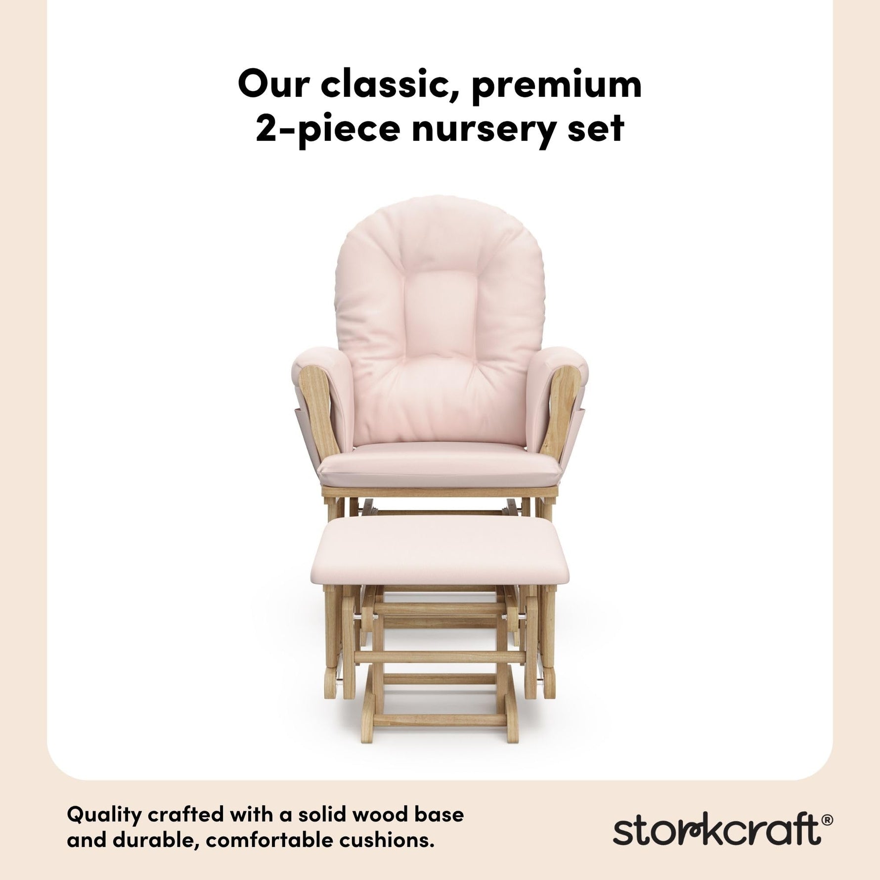 Storkcraft Premium Hoop Glider & Ottoman (Espresso with Beige) — GREENGUARD Gold Certified, Solid Wood Craftsmanship, Convenient Storage Pockets, Glider Rocking Chair for Nursery, Multi-Award-Winning