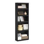 Furinno Jaya Book Shelf, 5-Tier Bookshelf, Bookcase with Adjustable Shelves, 9.5 x 24.5 x 71.2, for Organization and Storage, for Living Room, Bedroom, Home Office, Blackwood