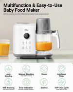 Bear Baby Food Maker with 18.5oz Dual-Layer Steam Baskets, OneStep Baby Food Processor Steamer Puree Blender Grinder Mills, Auto Cooking Grinding&Sterili-zing for Healthy Homemade Baby Food, BPA-Free