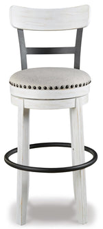 Signature Design by Ashley Valebeck Upholstered Swivel Stool, Cushioned Seat, Woven Fabric Upholstery, Wood, 24" H, Brown & Black