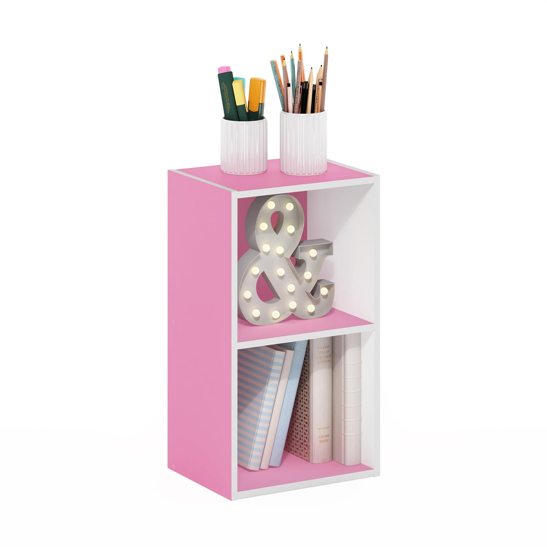 Furinno LUDER Book Shelf, 5-Cube Bookshelf, Reversible Bookcase, 9.4 x 19.5 x 31.5, Easy Assembly, for Living Room, Bedroom, Home Office, White
