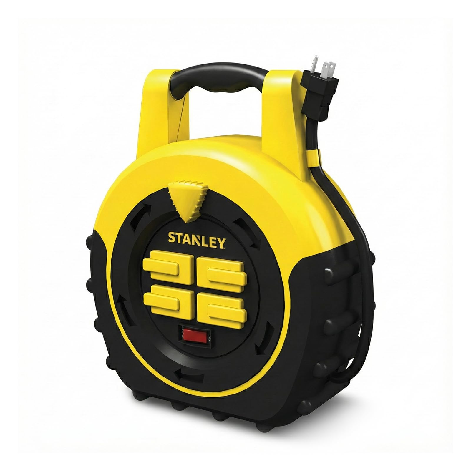STANLEY Retractable Extension Cord Reel 20ft Portable 4 Outlet Cord Reel with On Off Switch 16/3 AWG Power Cable 125V/13A 1625W ETL Listed for Garage and Workshop