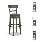 Signature Design by Ashley Valebeck Upholstered Swivel Stool, Cushioned Seat, Woven Fabric Upholstery, Wood, 24" H, Brown & Black