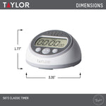 Taylor Digital Timer Counts Up and Down for School, Learning, Projects, and Kitchen Tasks, Super Loud Digital Timer, Gray