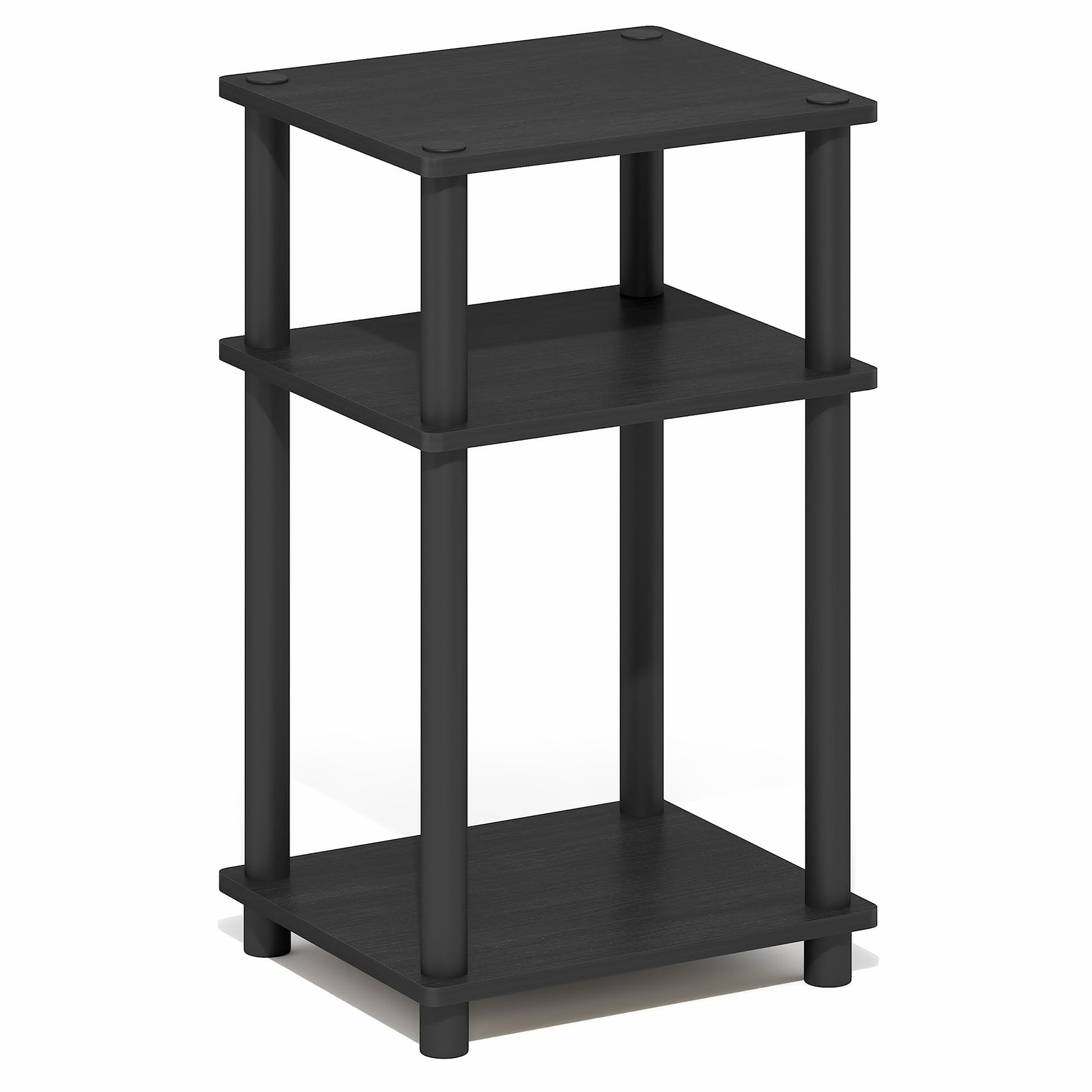 Furinno JUST Side Table, 3-Tier End Table, Open Shelves Night Stand, Bedside Table, Toolless Assembly, for Living Room, Bedroom, Bathroom, Columbia Walnut