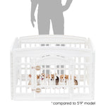 IRIS USA Dog Playpen with Door, 24” 4 Panel Pet Exercise Pen – Indoor Outdoor Puppy Play Pen, Portable Plastic Pet Fence for Small Medium Dogs, Foldable 35” x 35” x 24”, White
