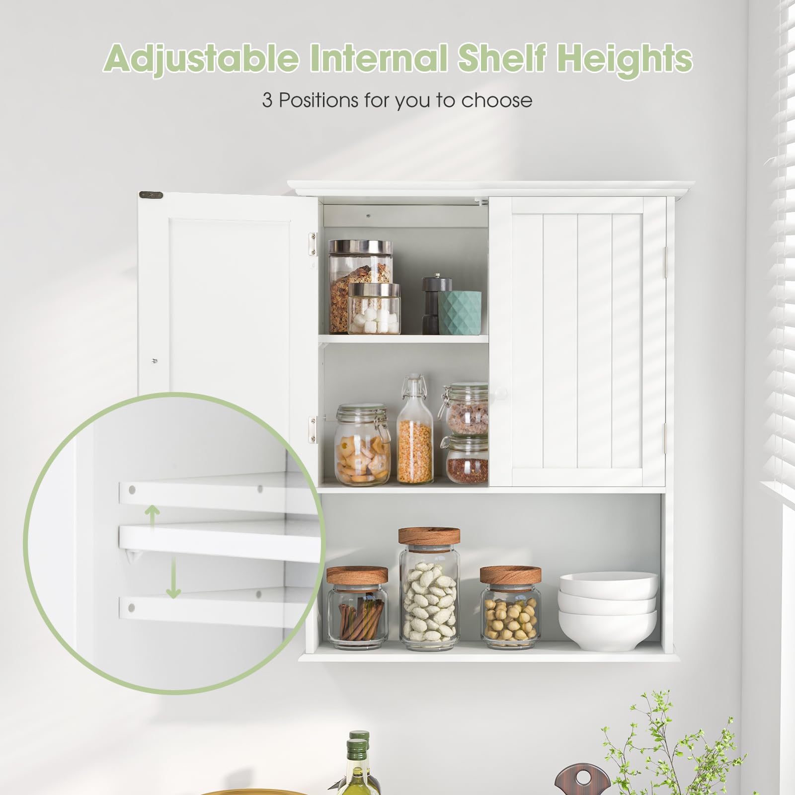 28" H x 23.5" W Wall Mount Medicine Cabinets with Adjustable Shelf and 2-Door for Bathroom Laundry Living Room