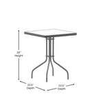 Flash Furniture Barker 23.5" Square Indoor/Outdoor Tempered Glass Patio Side Table, Outdoor Patio Table for Commercial or Residential Use, Clear/Black