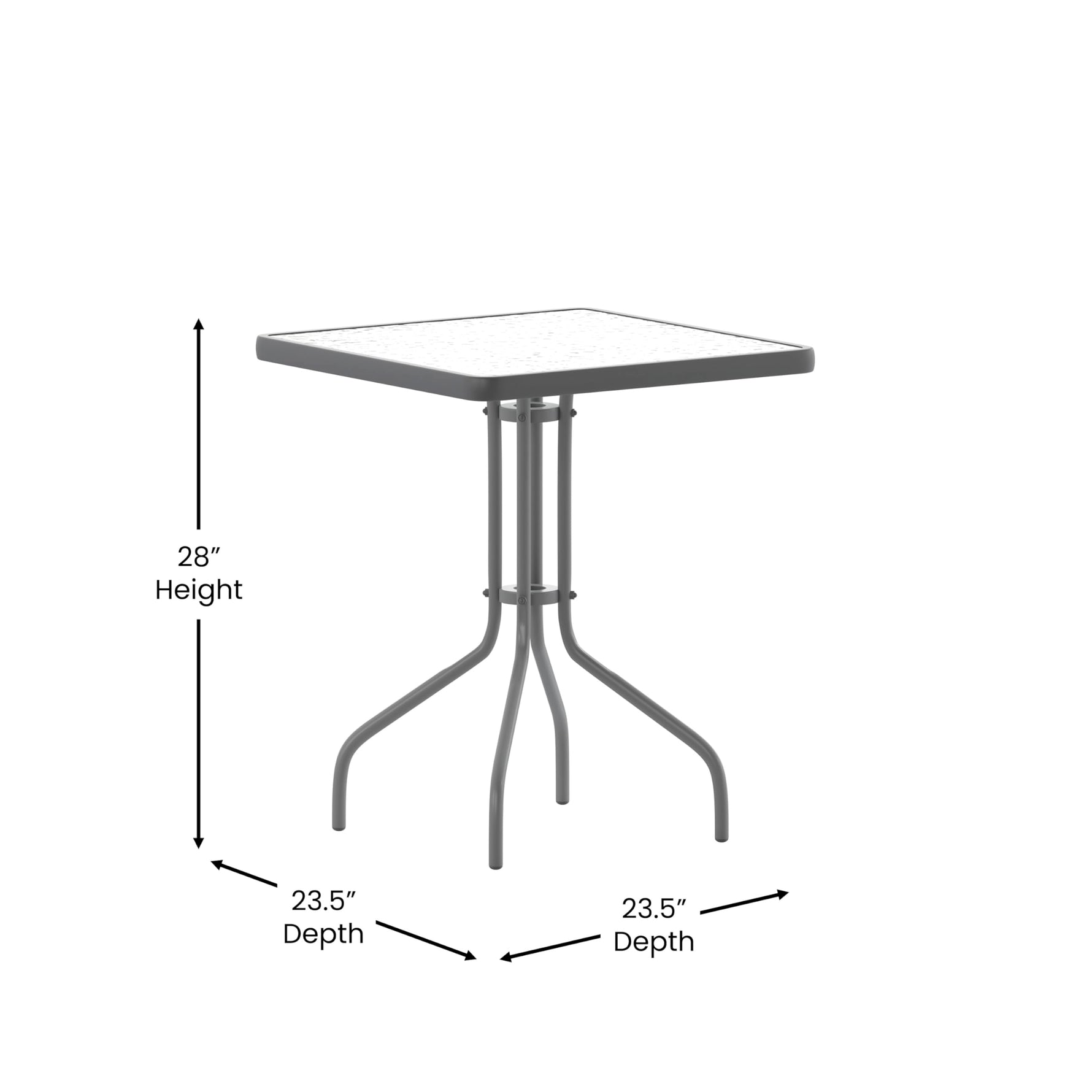 Flash Furniture Barker 23.5" Square Indoor/Outdoor Tempered Glass Patio Side Table, Outdoor Patio Table for Commercial or Residential Use, Clear/Black
