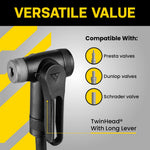 Topeak JoeBlow Sport III High-Pressure Bike Floor Pump – 160 PSI, Durable Steel Barrel, 3” Analog Gauge, TwinHead DX5 Pump Head, Long Hose, Ergonomic Handle, Fits Presta, Schrader, & Dunlop Valves