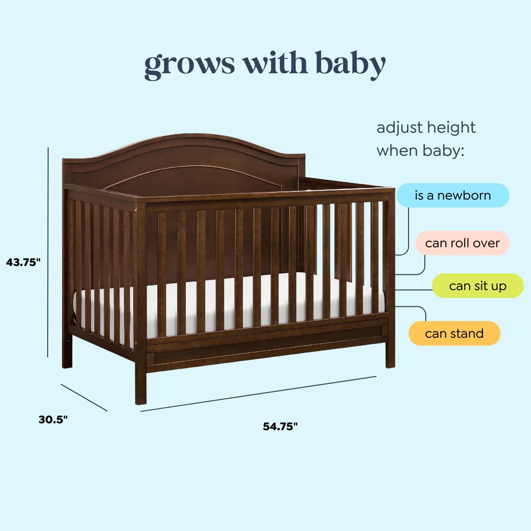 Davinci Charlie 4-in-1 Convertible Crib - GREENGUARD Gold Certified - Converts from Baby Crib to Toddler Bed, Daybed, and Full-Size Bed Effortlessly - 4 Adjustable Heights - Wooden White Baby Bed