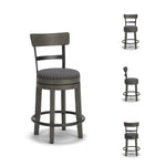 Signature Design by Ashley Valebeck Upholstered Swivel Stool, Cushioned Seat, Woven Fabric Upholstery, Wood, 24" H, Brown & Black
