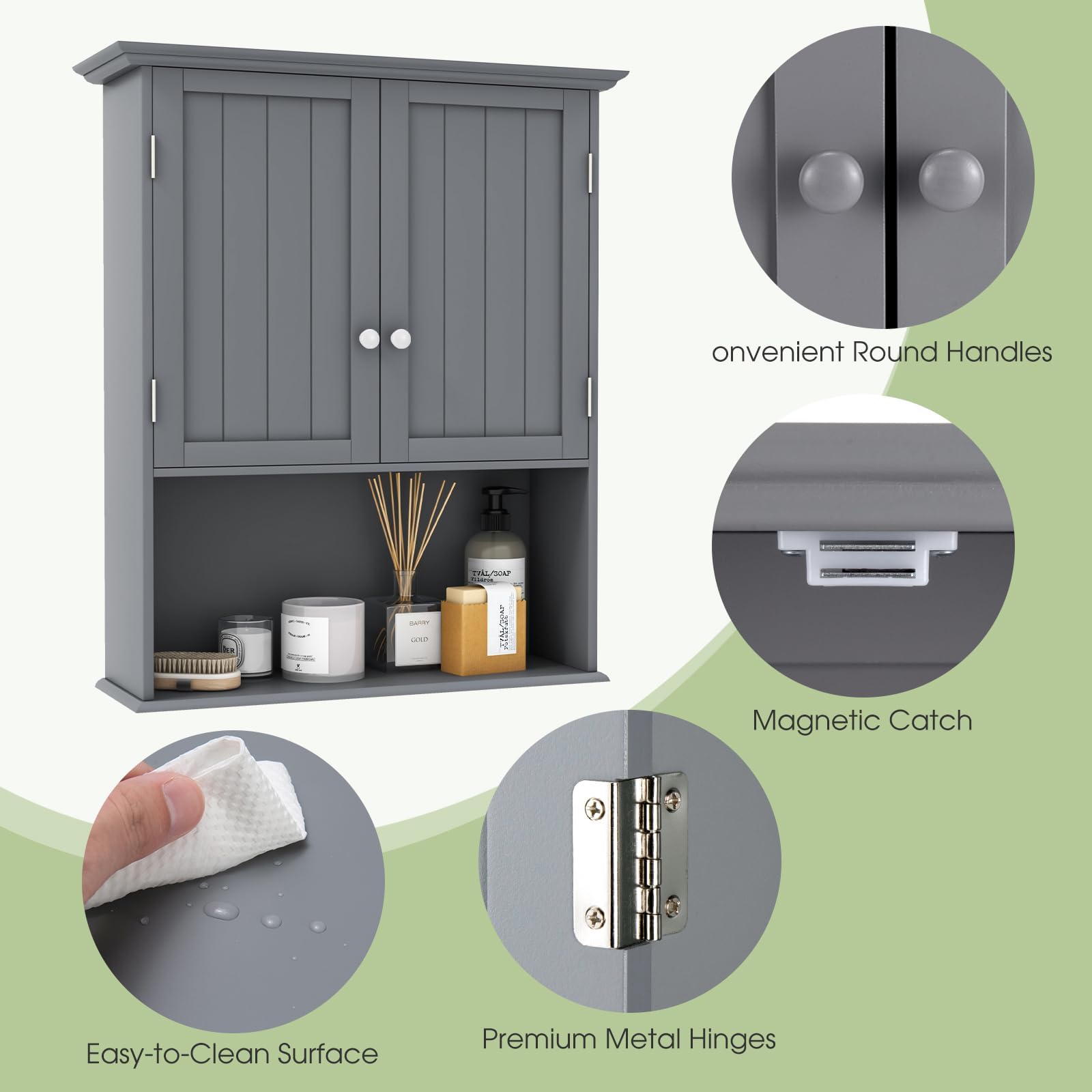 28" H x 23.5" W Wall Mount Medicine Cabinets with Adjustable Shelf and 2-Door for Bathroom Laundry Living Room