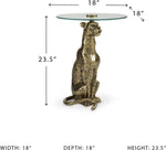 Signature Design by Ashley Vallain Industrial Glass Tabletop Accent Table with Leopard Base, Metallic & Glass