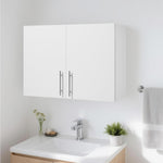 VEVOR Laundry Room Wall Cabinet, 2-Tier Wall Mounted Hanging Cabinet with Adjustable Shelf, Cupboard Storage with 2 Doors, for Kitchen, Bathroom, Laundry, 11.8 x 23.6 x 23.6 in (D x W x H), White