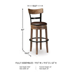 Signature Design by Ashley Valebeck Upholstered Swivel Stool, Cushioned Seat, Woven Fabric Upholstery, Wood, 24" H, Brown & Black