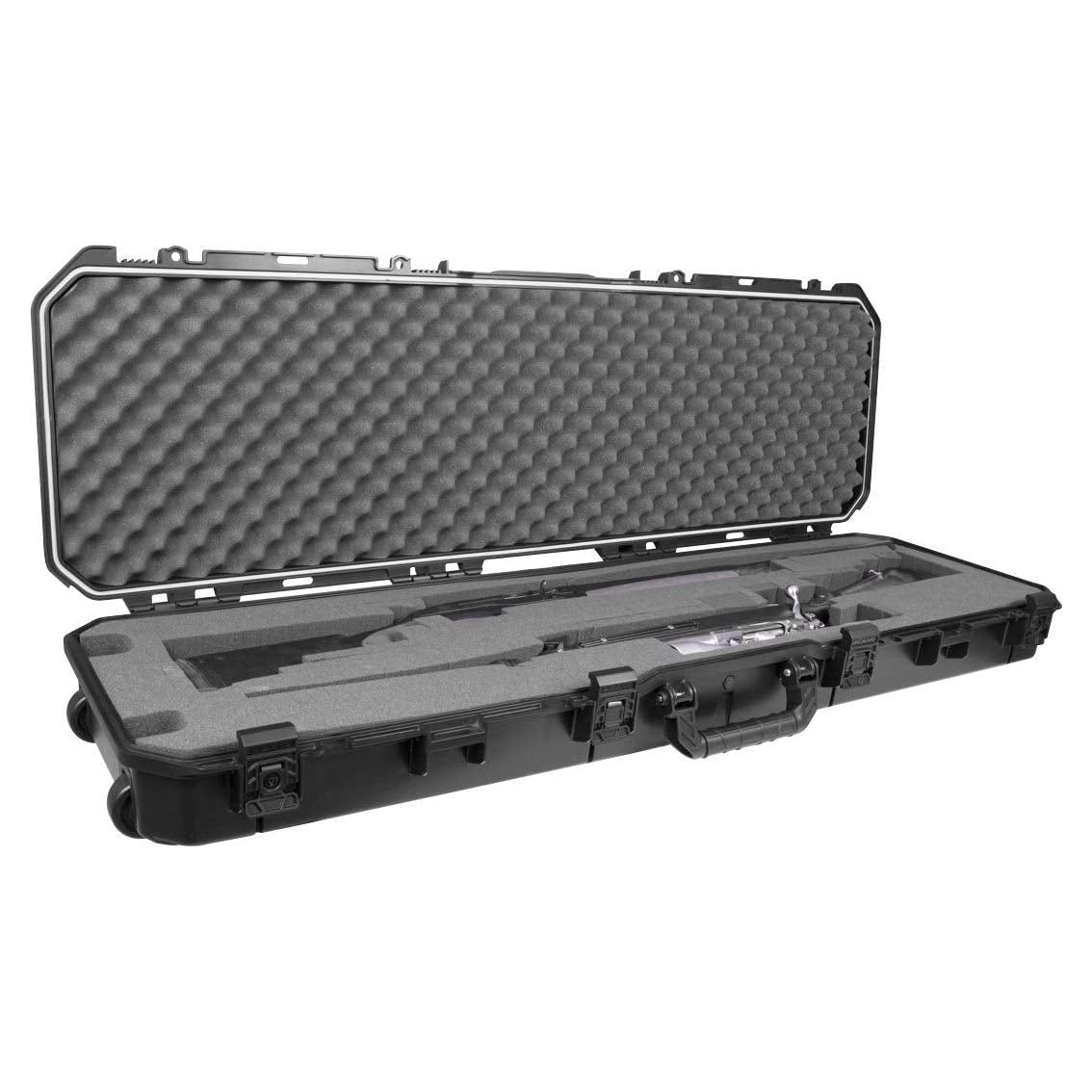 Plano All Weather 52” Rifle Gun Case with Wheels, Black with Pluck-to-Fit Foam, Watertight & Dust-Proof Shield Protection, TSA Airline Approved for Travel