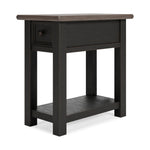 Signature Design by Ashley Bolanburg Chairside End Table With Charging Station, Two-Tone Wood Accent Table With Drawer Storage, Plank Top Design for Living Room or Bedroom, Antique White