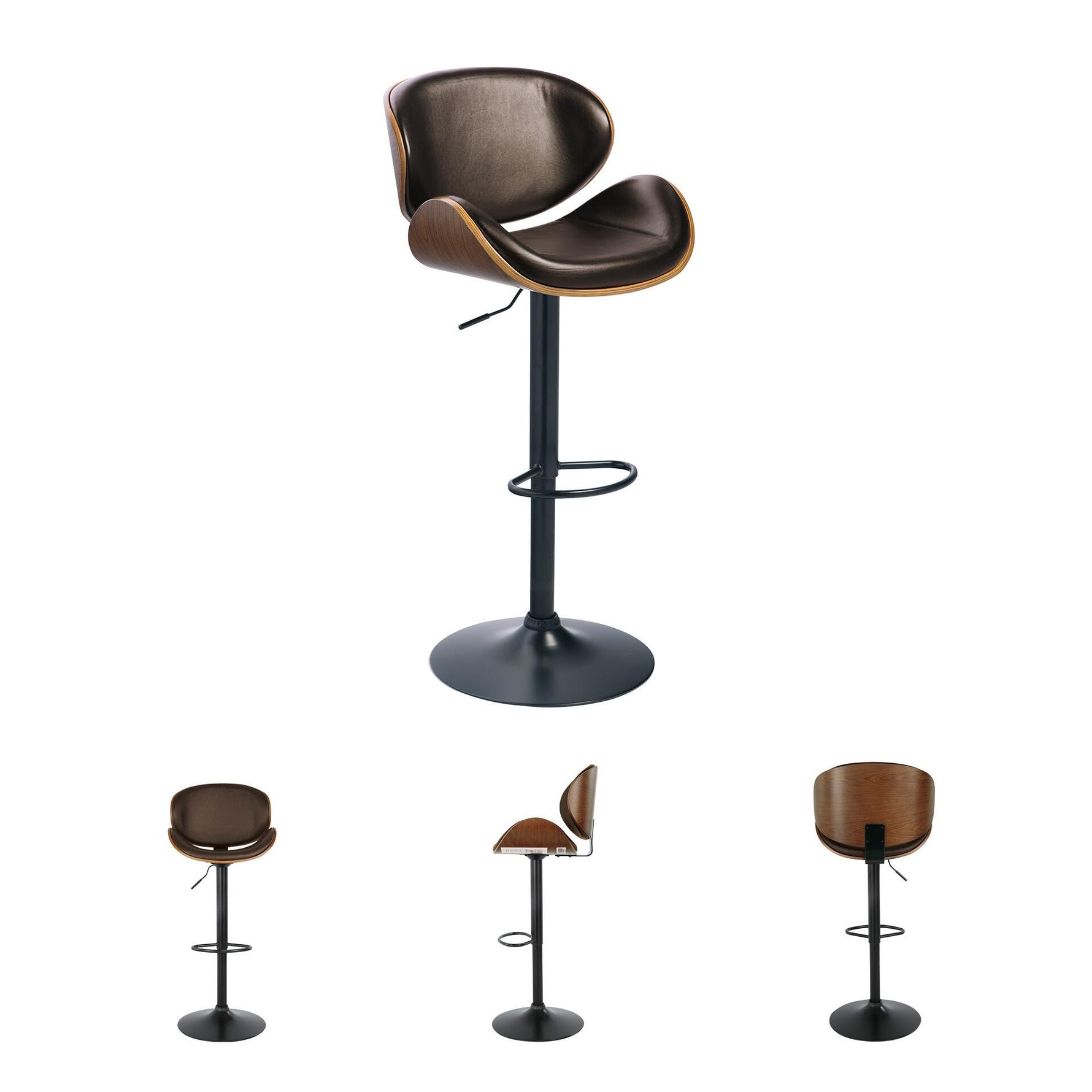 Signature Design by Ashley Centiar 24" Counter Height Modern Bucket Barstool, 2 Count, Black