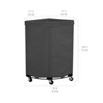 Corner Heavy-Duty Canvas Hamper w/Wheels, 24"W x 17.7"D, Natural White | Space-saving corner design holds 3 to 4 loads of laundry with a durable steel frame, smooth-rolling locking wheels