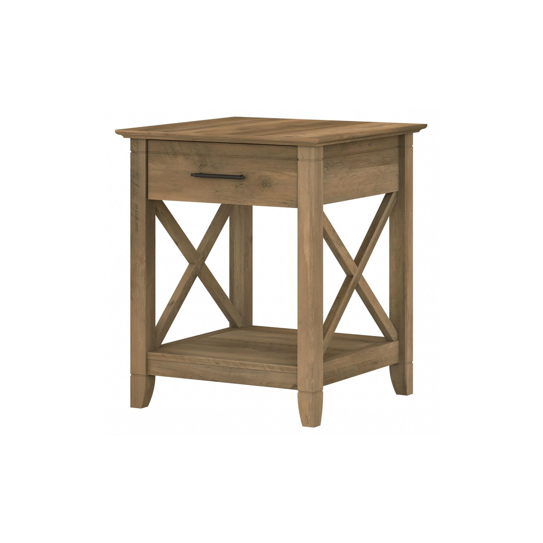 Bush Home End Table with Drawer, Nightstand with Storage, Living Room and Bedroom Furniture, Key West Collection, Washed Gray