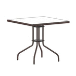 Flash Furniture Barker 23.5" Square Indoor/Outdoor Tempered Glass Patio Side Table, Outdoor Patio Table for Commercial or Residential Use, Clear/Black