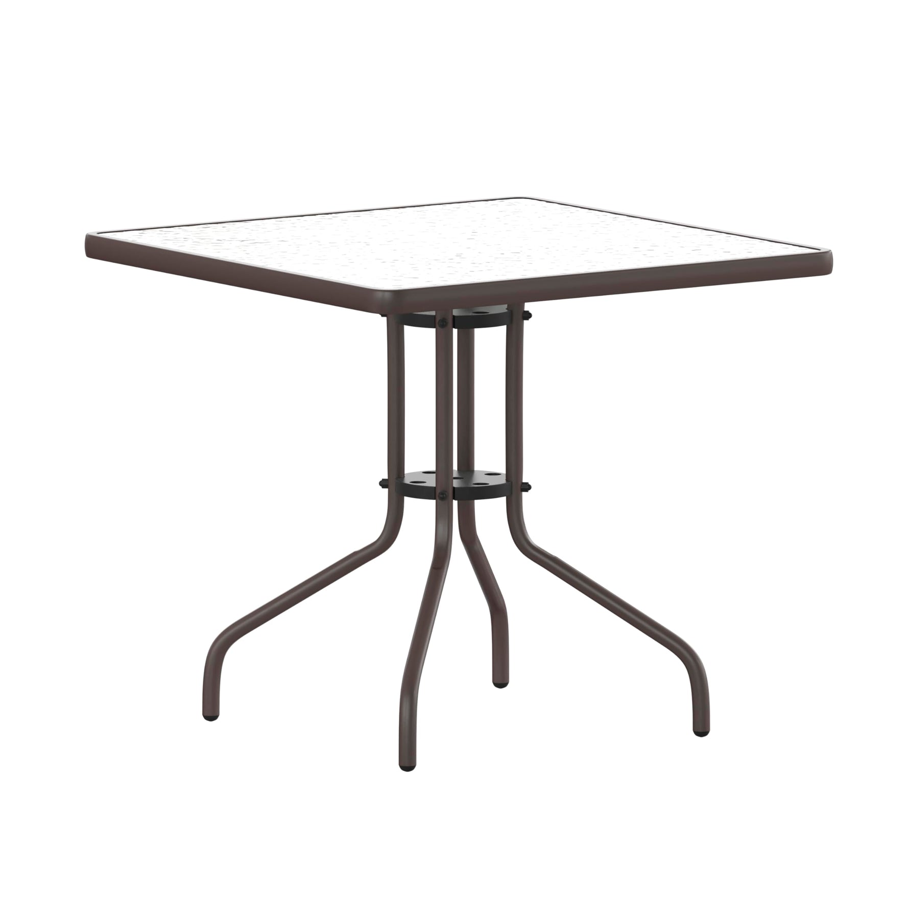Flash Furniture Barker 23.5" Square Indoor/Outdoor Tempered Glass Patio Side Table, Outdoor Patio Table for Commercial or Residential Use, Clear/Black