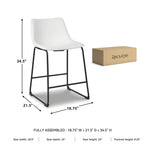Signature Design by Ashley Centiar 24" Counter Height Modern Bucket Barstool, 2 Count, Black