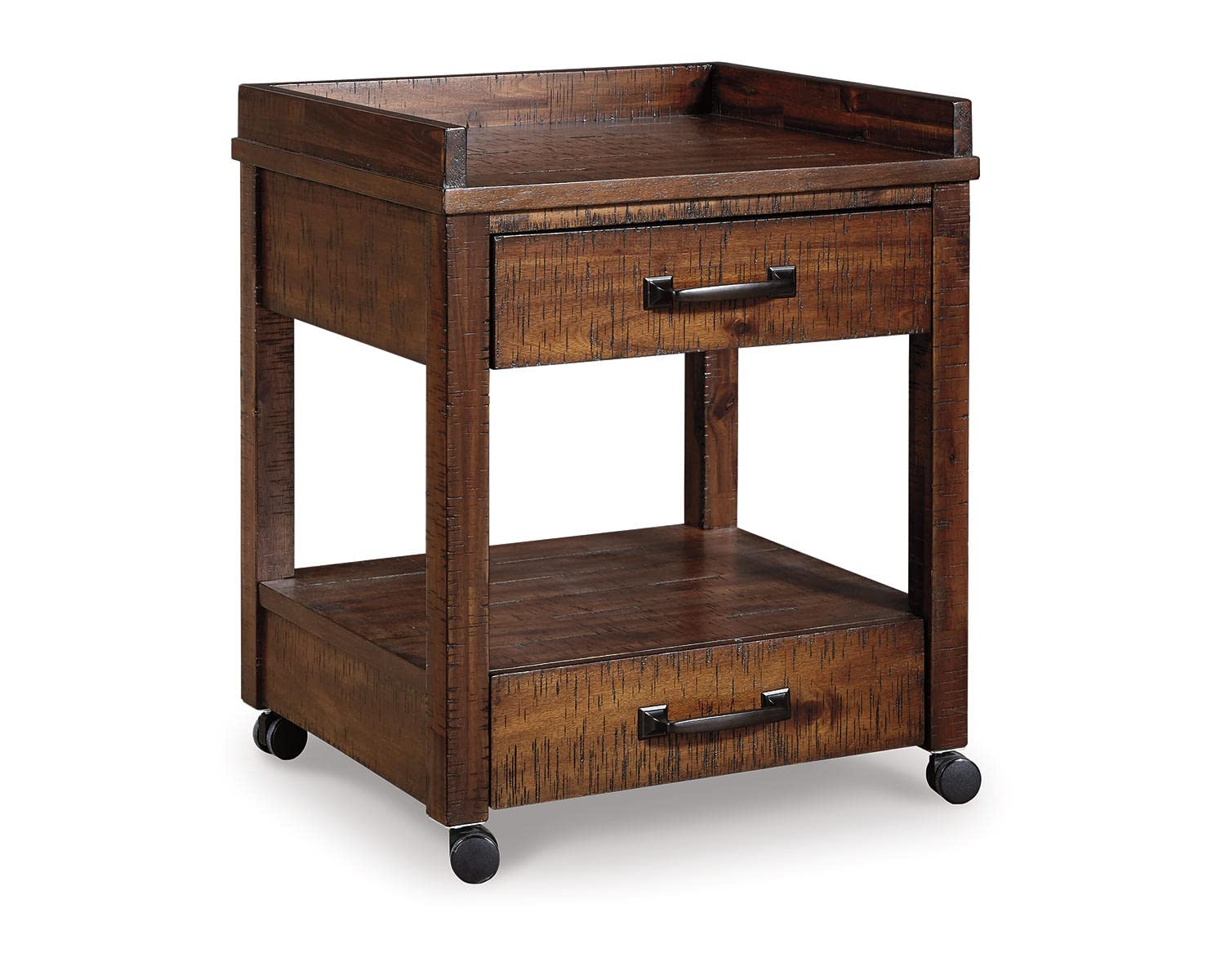 Signature Design by Ashley Baldridge Office Printer Stand, Storage, Electrical Outlets, USB Charing Ports, Wood, 21" W x 18" D x 24.63" H, Brown