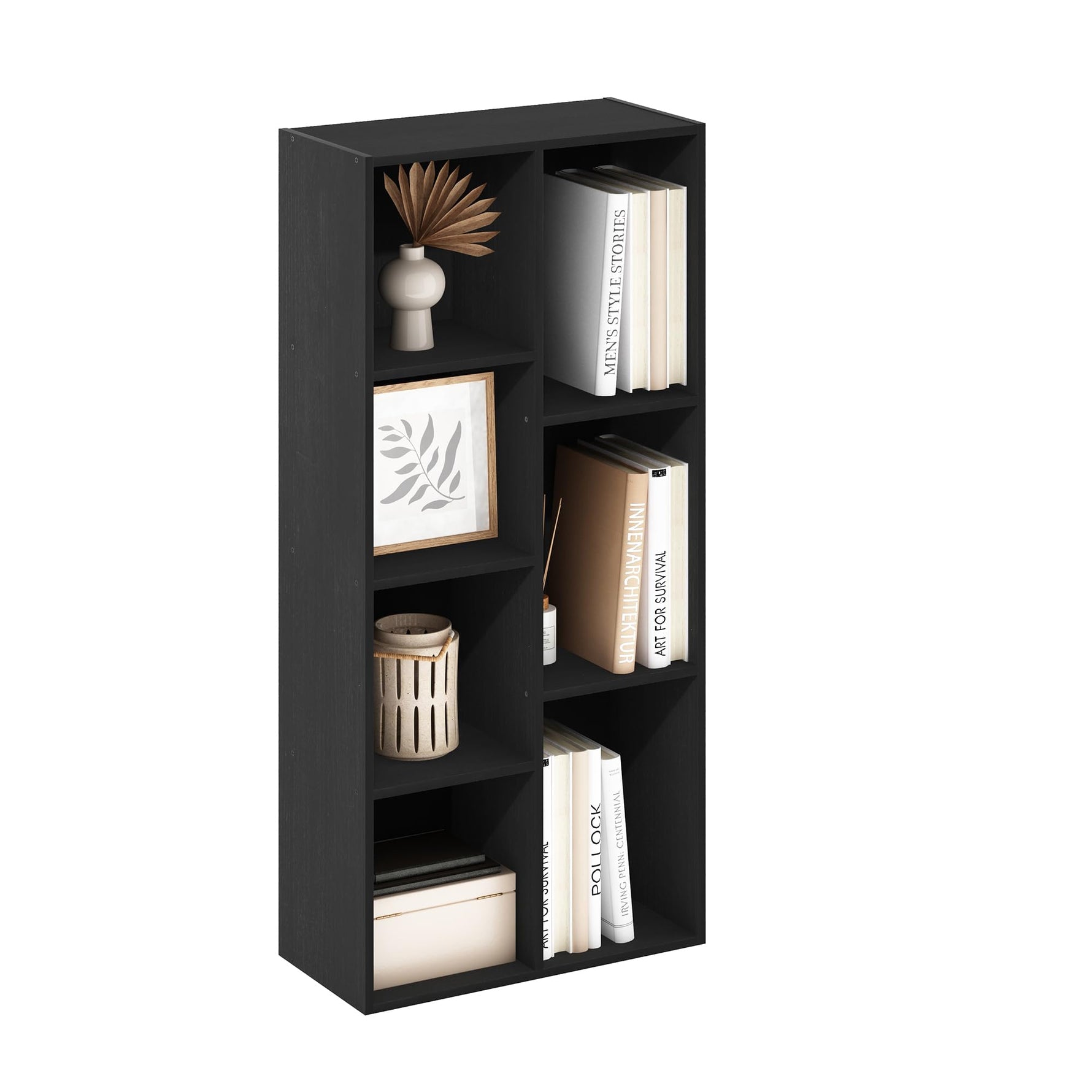 Furinno LUDER Book Shelf, 5-Cube Bookshelf, Reversible Bookcase, 9.4 x 19.5 x 31.5, Easy Assembly, for Living Room, Bedroom, Home Office, White