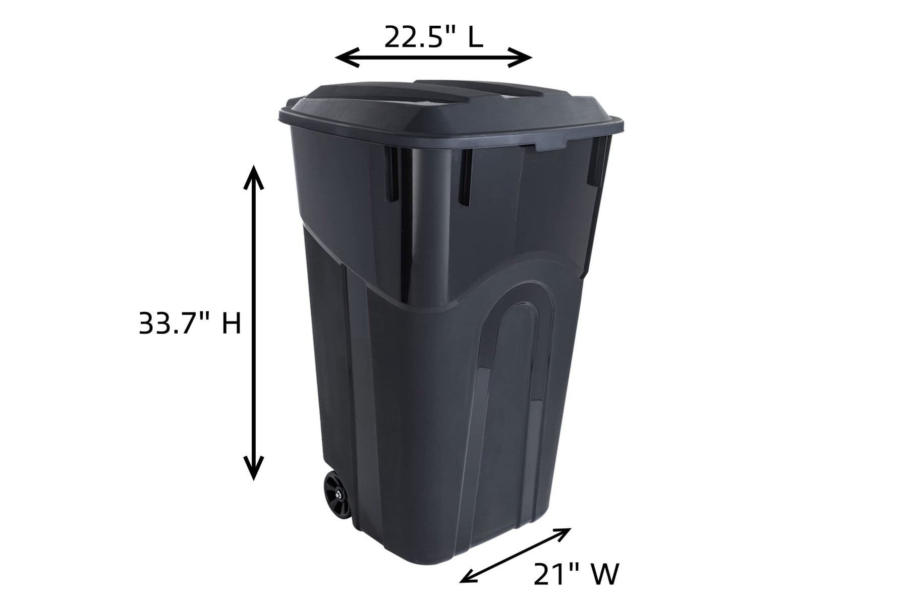 United Solutions 32 Gallon Wheeled Outdoor Garbage Can with Attached Snap Lock Lid and Heavy-Duty Handles, Black, Heavy-Duty Construction, Perfect Backyard, Deck, or Garage Trash Can, 2 Pack