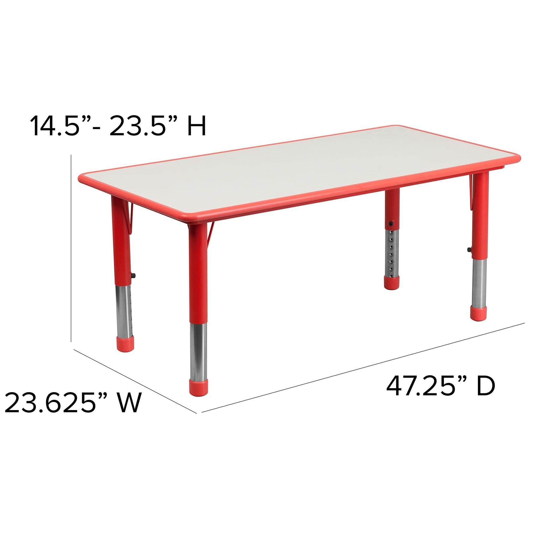 Flash Furniture Emmy Adjustable Classroom Activity Table with 6 Stackable Chairs, Plastic Activity Table for Kids, 23.625" W x 47.25" L, Blue/Gray