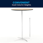 Flash Furniture Lars 30" Round Cocktail Table with 30" and 42" Columns, Adjustable Standard or Bar Height Round Table for Events or Home Use, Natural