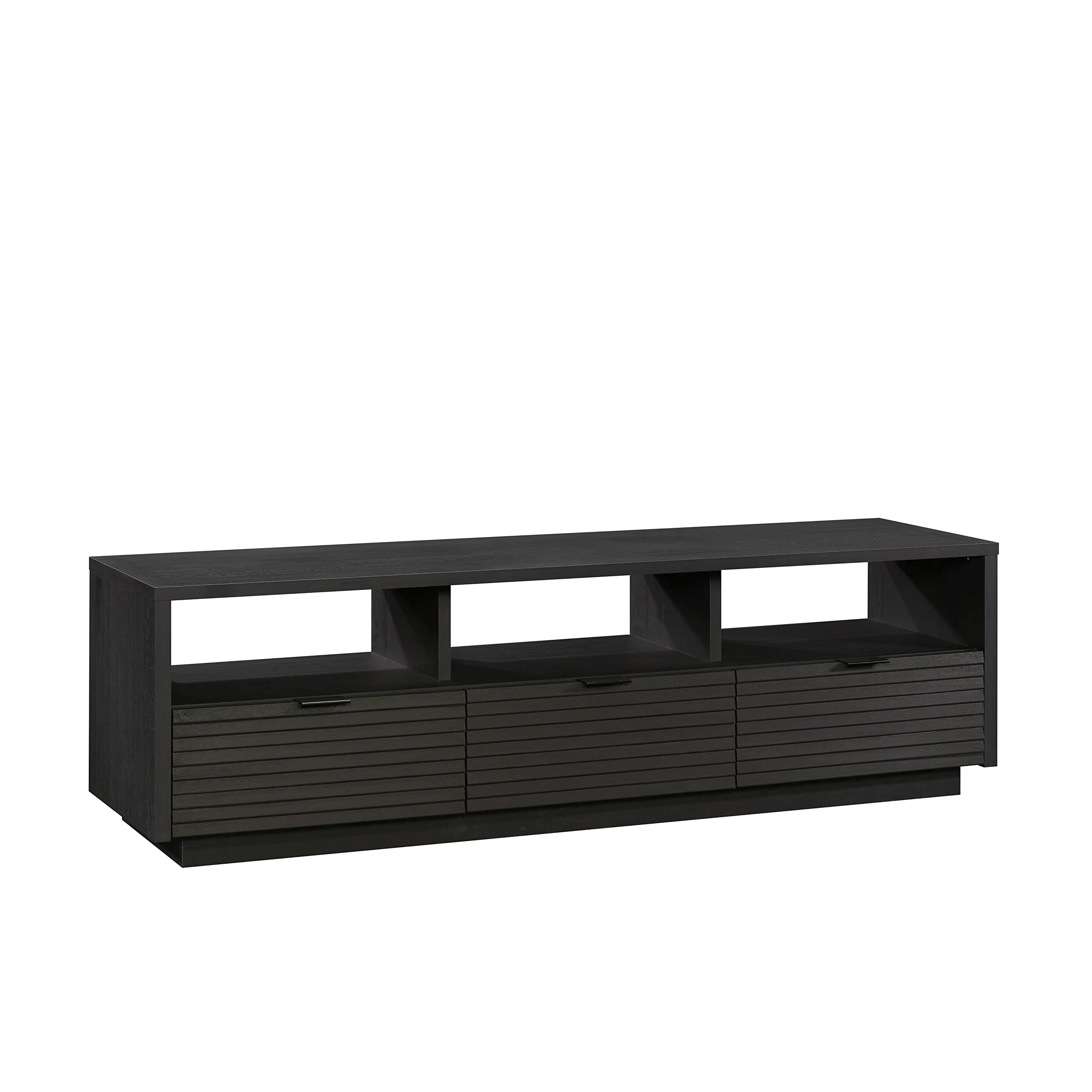 Sauder Harvey Park Modern TV Stand Media Console Credenza with Drawers and Storage Shelves, in Raven Oak