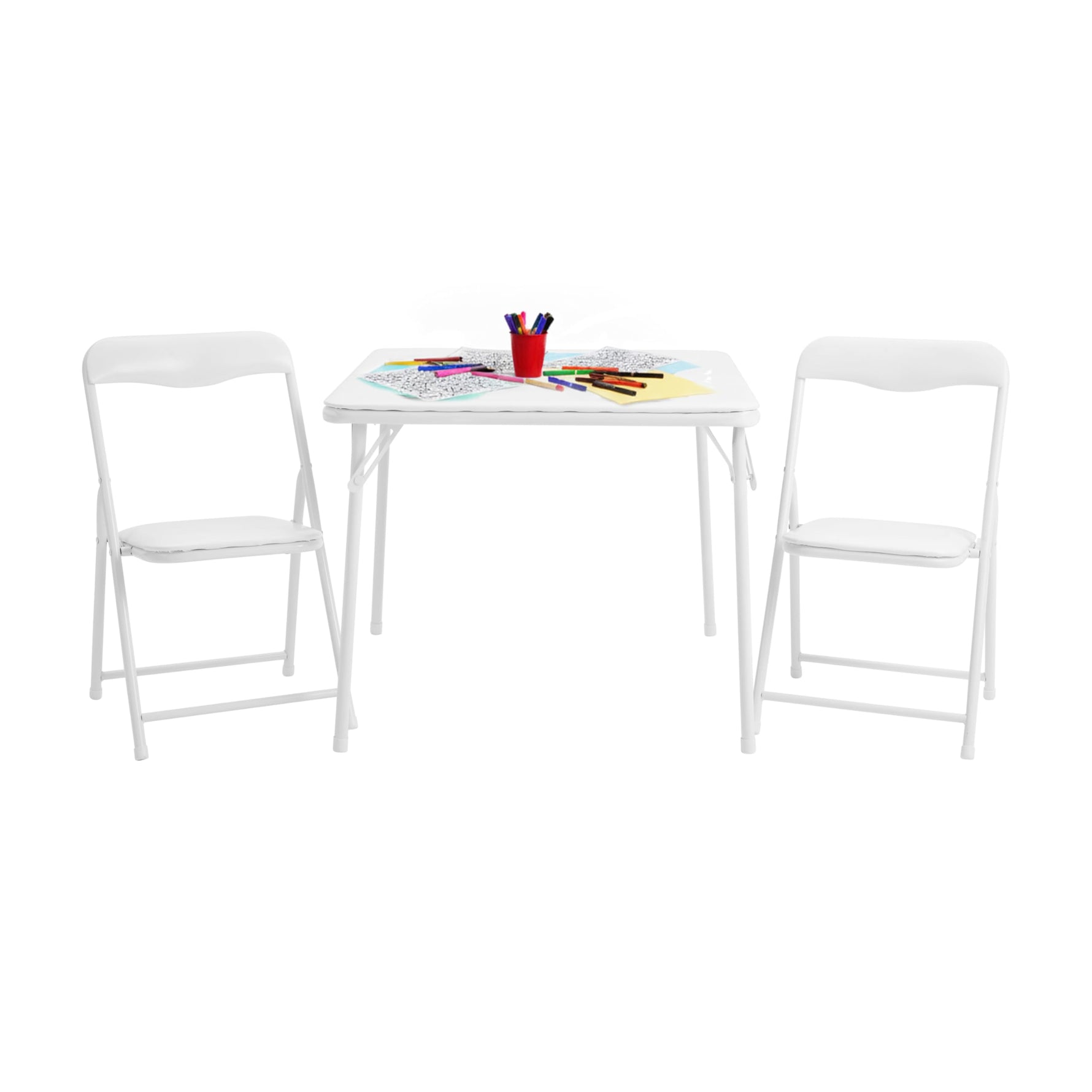 Flash Furniture Mindy Kids 5-Piece set Folding Square Table and Chairs Set for Daycare and Classrooms, Children's Activity Table and Chairs Set, Multicolor