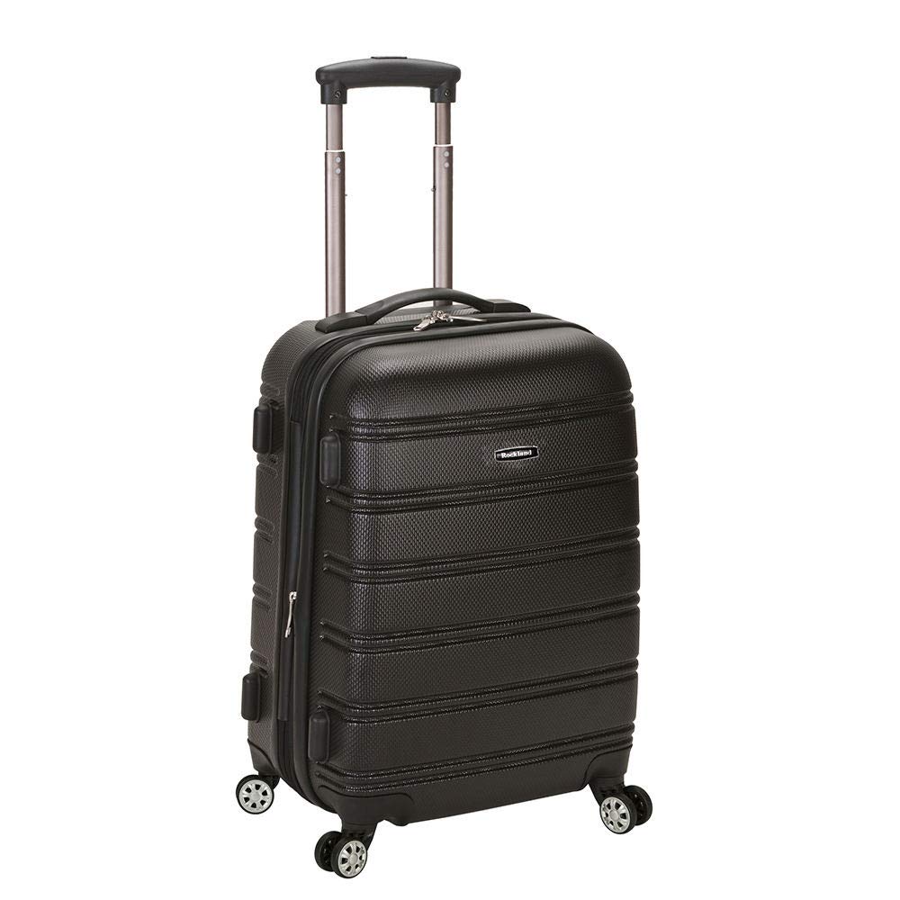 Rockland Melbourne Hardside Expandable Spinner Wheel Luggage, Checked Large 28", Black
